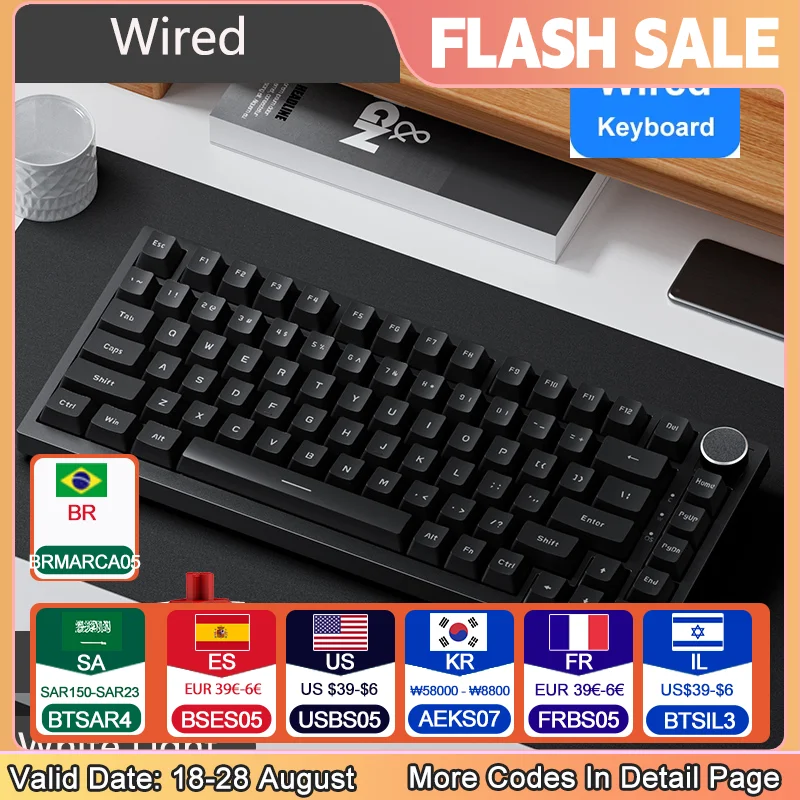 Ajazz AK820/AK820Pro teclado mecânico para jogos Bluetooth 5.1/sem fio/com fio c teclado personalizado com botão selado de troca de calor