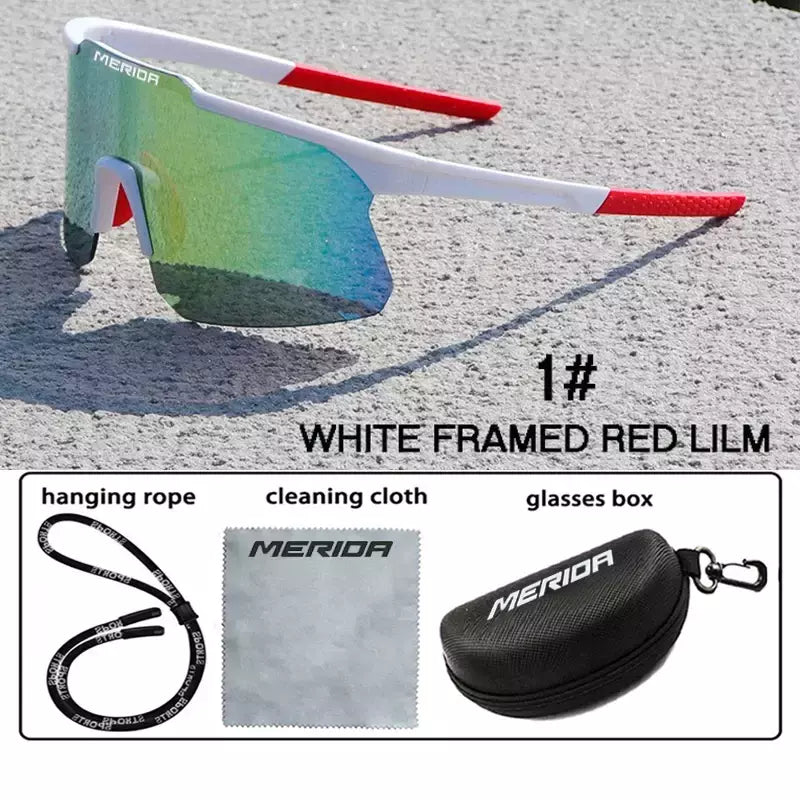 Merida-Óculos de sol para homens e mulheres, óculos esportivos, UV400, óculos de equitação, mountain bike, bicicleta de estrada, lentes ao ar livre com estojo