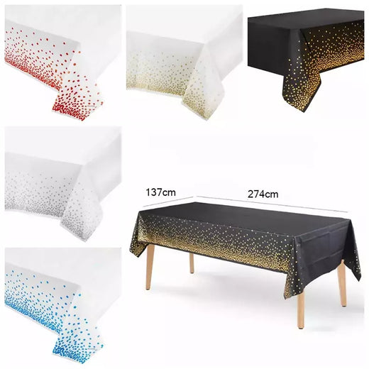 Descartável Bronzing Black Dots Toalha De Mesa, Decoração Suprimentos, Aniversário, Casamento, Dourado, Rosa, Ouro, Prata, Banquete