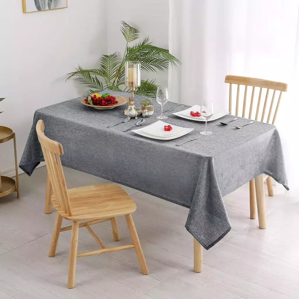 Toalha de mesa de linho algodão retangular vintage, toalha de mesa cáqui e cinza, mesa de jantar, decoração do banquete do Natal e do casamento