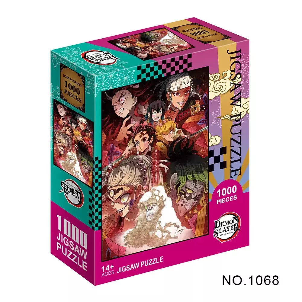 500/1000 peças quebra-cabeças para adultos demon slayer anime japonês série kimetsu dos desenhos animados crianças brinquedos educativos iluminar presentes