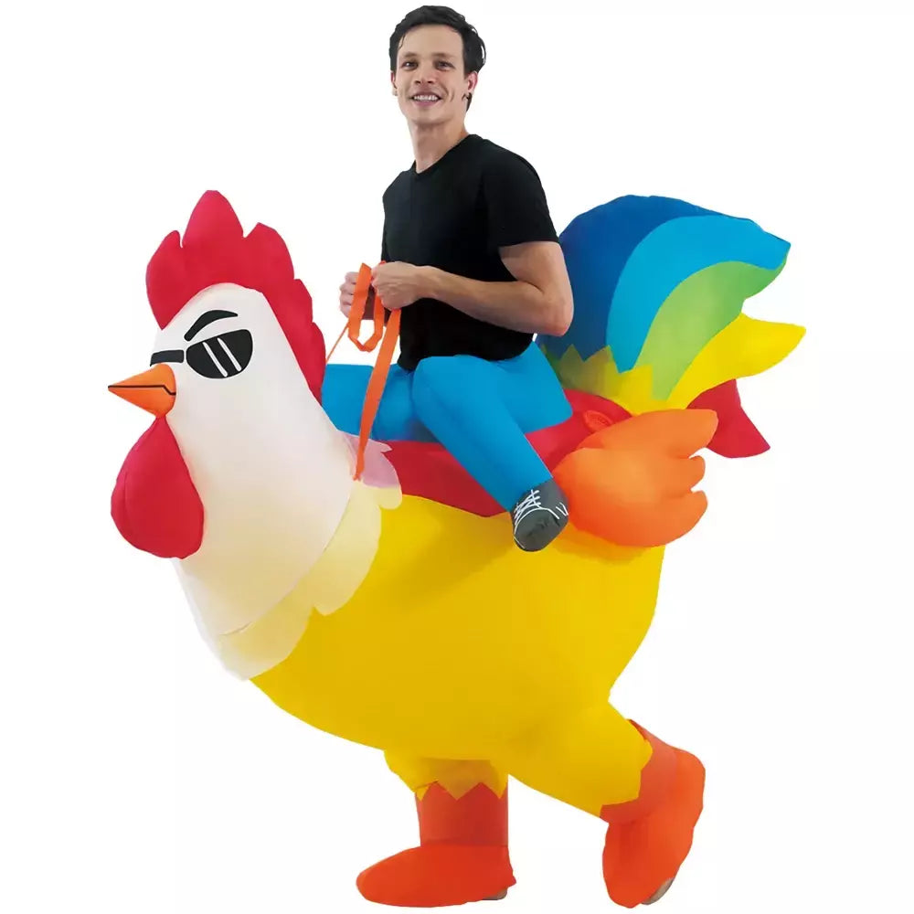 Adulto galo inflável traje engraçado unicórnio elk animais terno inflável halloween carnaval meio corpo explodir terno para cosplay