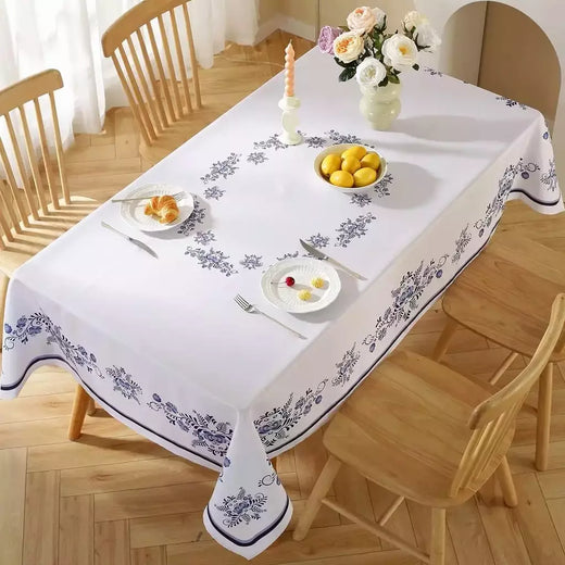 Toalhas de mesa retangulares de verão, primavera, azul, branco, à prova d'água, feriado, festa de casamento, casa, cozinha, sala de jantar, decoração de mesa