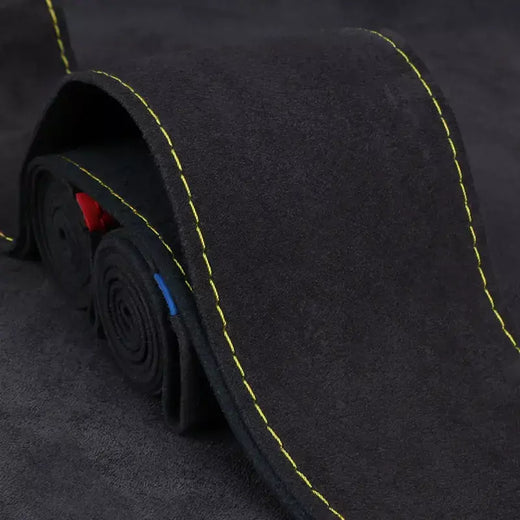 Capa de volante de carro de couro de camurça artificial universal 15 polegadas DIY acessórios de carro macio resistente ao desgaste com linha de agulha