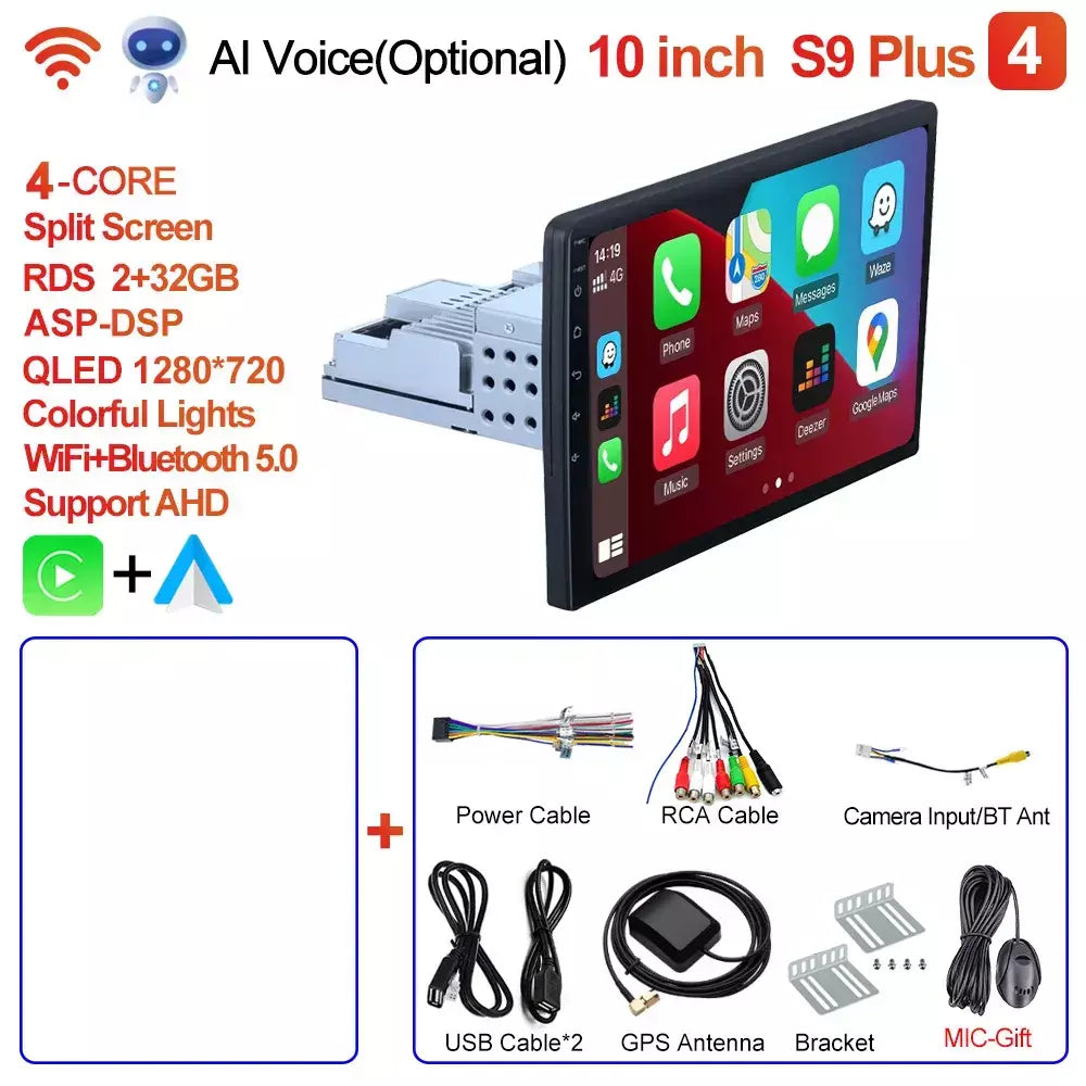 Caixi 7 ''9'' 10 ''8 núcleo android 1din multimídia carro carplay navegação universal gps 1 unidade central din rádio automático áudio estéreo dvd