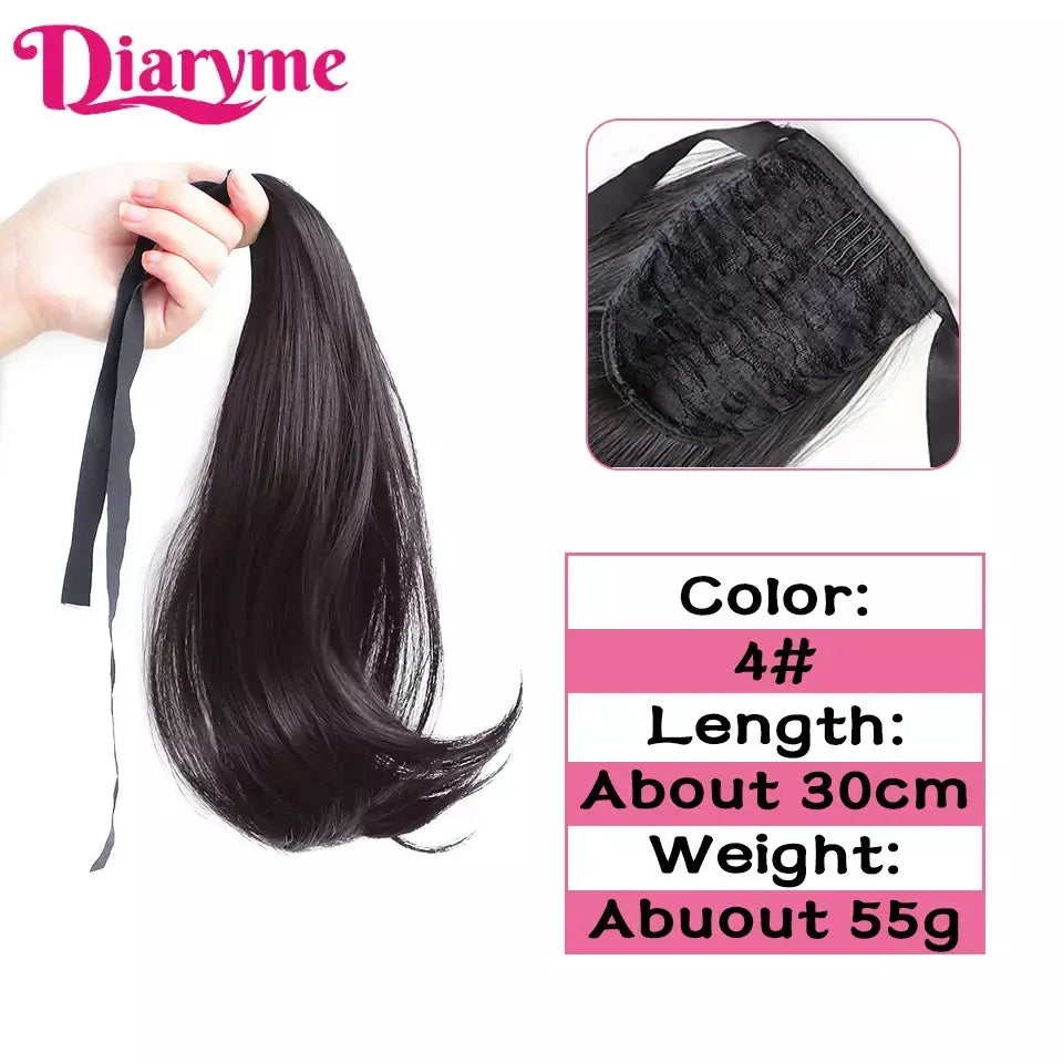 Extensões sintéticas longas do cabelo do rabo de cavalo para mulheres, preto, marrom, reistan do calor, rabo de pônei, cabelo falso, grampo no hairpiece
