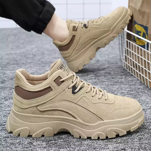 Sapatos de sola grossa masculina, botas de deserto, táticas calorosas, strappy nu, moda ao ar livre, novo, inverno, 2023