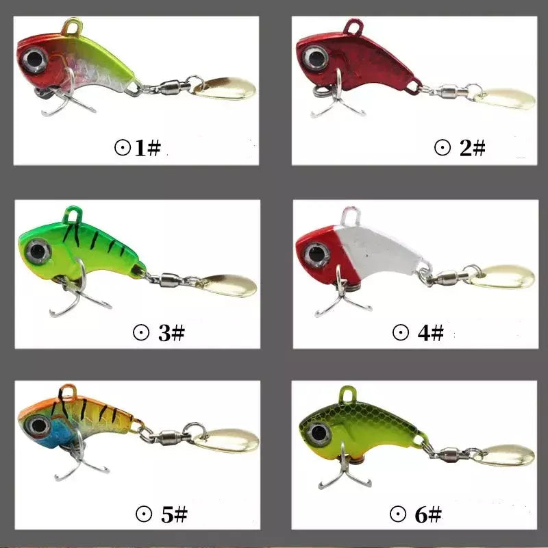 Isca de pesca 5g-20g oscilação rotativa metal vib vibração isca girador colher gabarito mar iscas artificiais duras lantejoulas enfrentar
