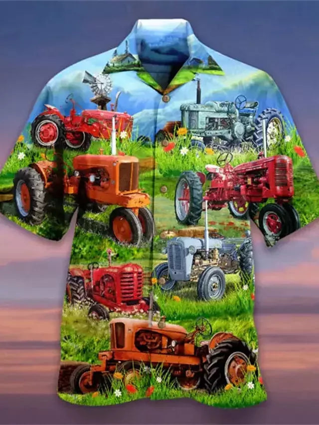 Camisa havaiana com estampa 3D masculina papagaio, blusa de praia casual manga curta, camisa lapela vocacional, moda menino
