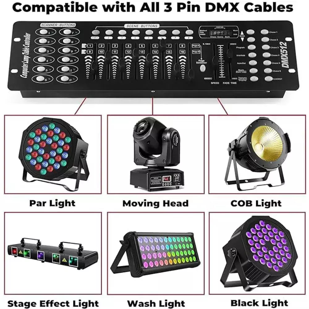 192 controlador dmx equipamento de dj dmx 512 operador midi para led par movendo a cabeça par luz dj discoteca clube bar concertos ao vivo