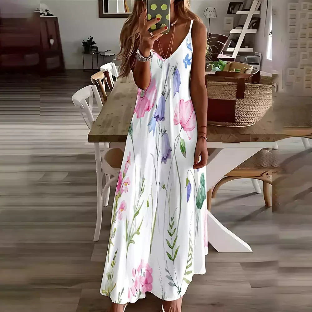Vestido de cabeçada com estampa floral elegante feminino, casual roupas de praia, plus size, férias, Havaí, novo, 2024