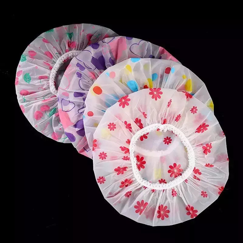 Touca de banho impermeável para mulheres e homens, tampa de cabelo seco, banho, anti-óleo, fumaça, cuidados com os cabelos, casa, 5pcs