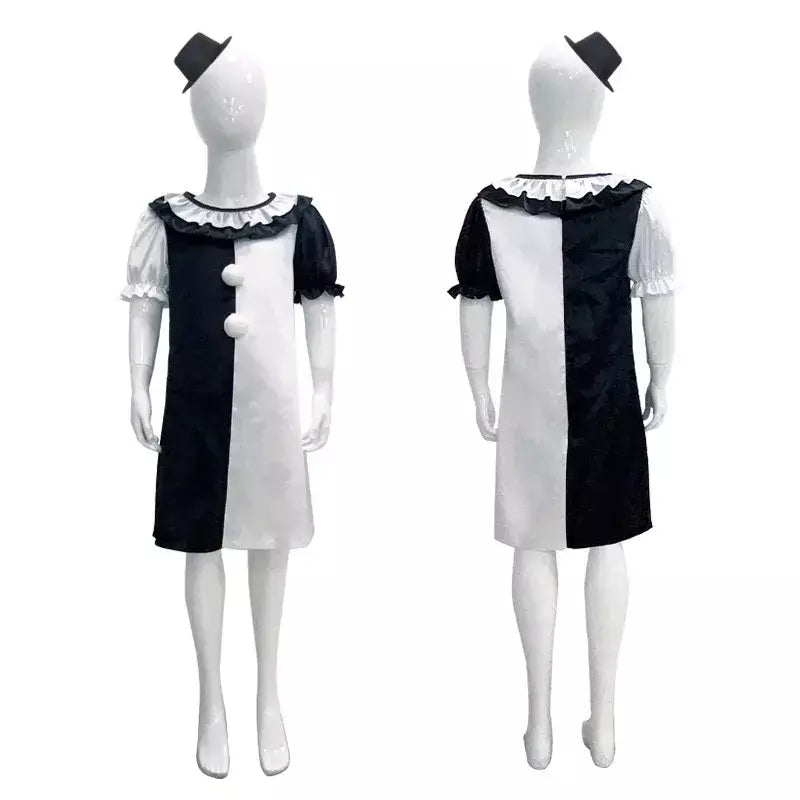 Crianças palhaço cosplay traje de halloween com máscara chapéu terrifier palhaço vestido criança macacão roupas para meninos meninas festa de carnaval