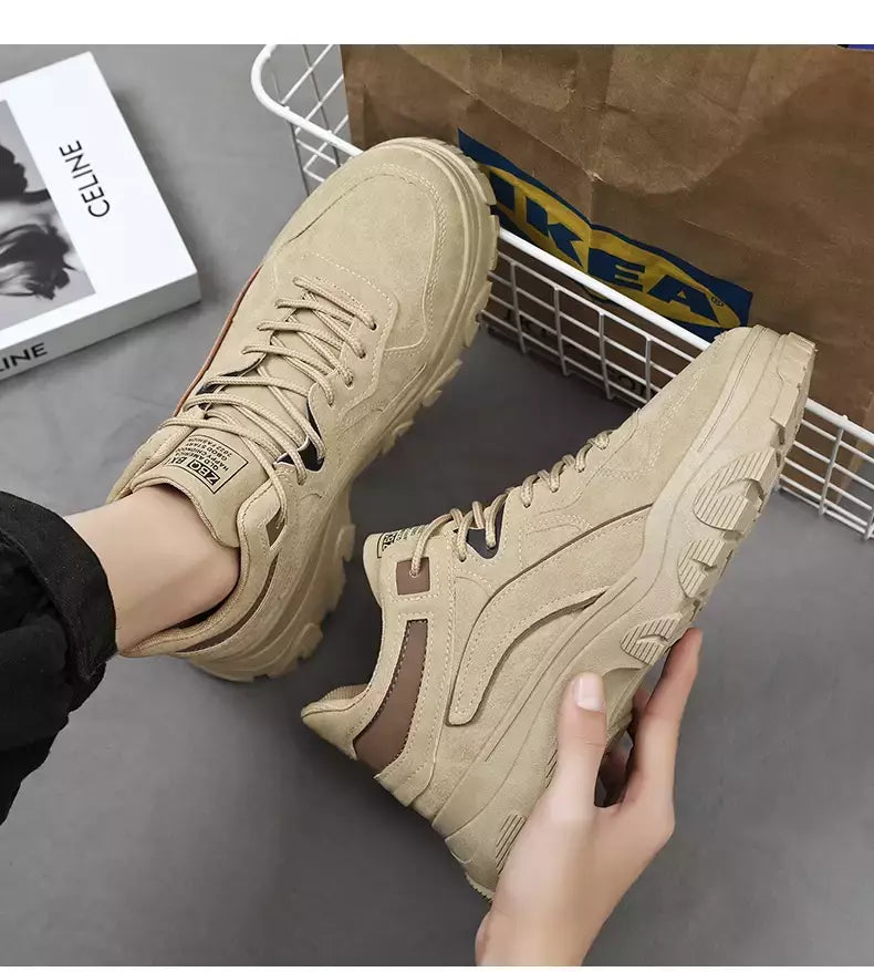 Sapatos de sola grossa masculina, botas de deserto, táticas calorosas, strappy nu, moda ao ar livre, novo, inverno, 2023