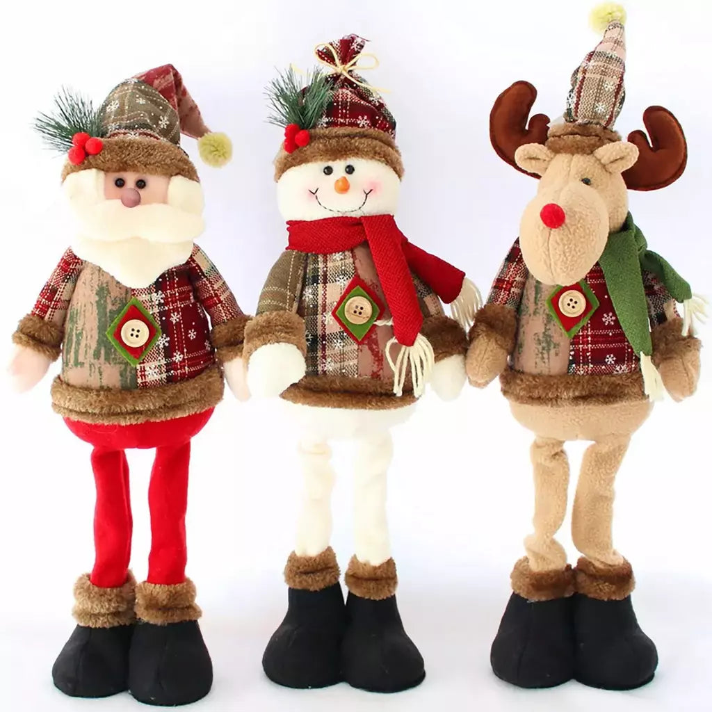 Bonecas decorativas do Natal, ornamento do Feliz Natal, bonecas de Papai Noel, rena, boneco de neve, ano novo, 3pcs