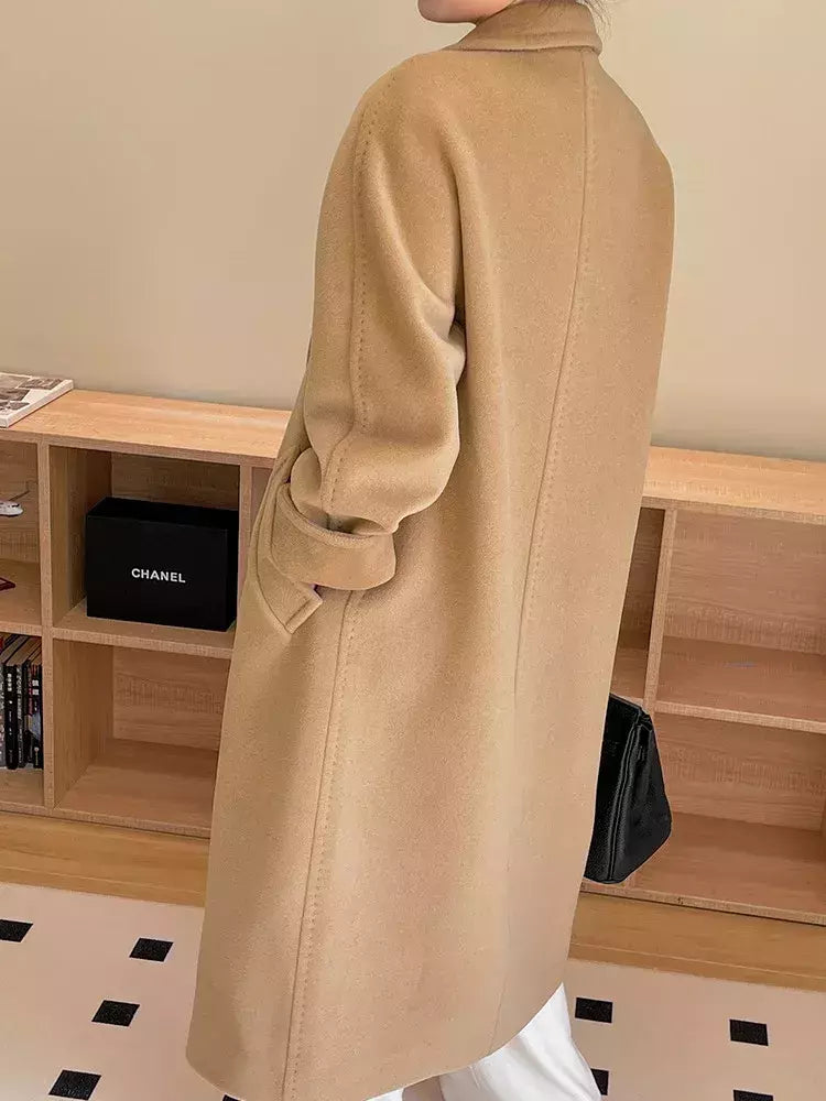 Casaco de Cashmere Camel Classic, casaco de lã de comprimento médio, novo, 101801, outono e inverno