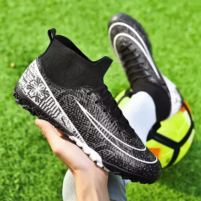 Botas de futebol masculinas longas, grama artificial, tênis de futsal, esportes ao ar livre, crianças, tênis de futebol para meninos, original, sociedade