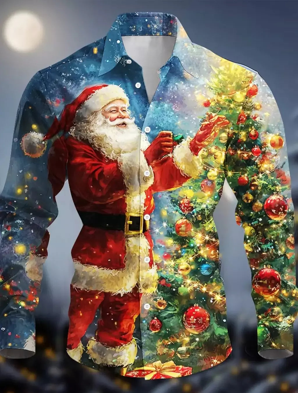 2024 novo estilo de natal papai noel camisa gráfica para homens casual vintage impressão 3d manga longa roupas feriados festa y2k topos