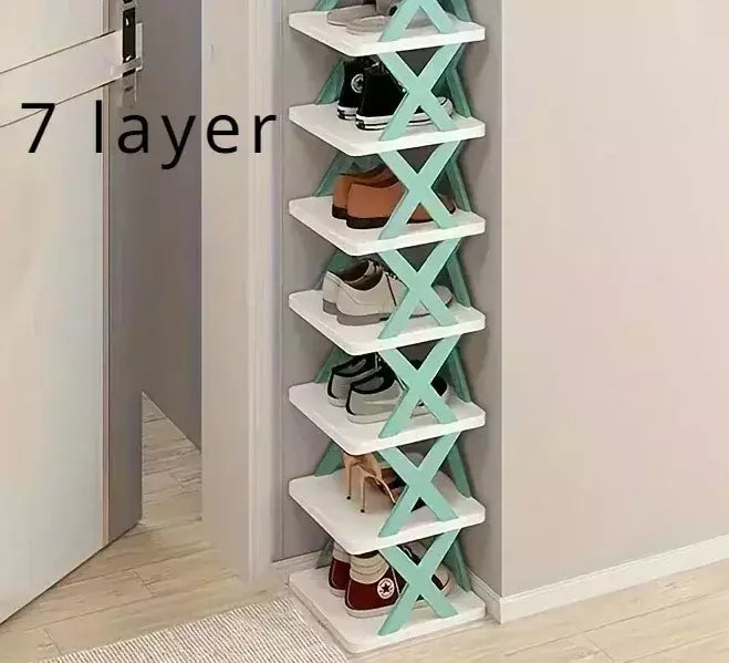 Sapateira dobrável e destacável de várias camadas, plástico, espaço familiar, adequado para quartos do corredor, 1pc