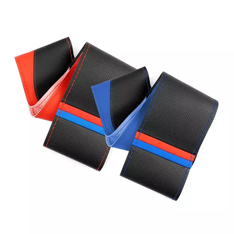 Capa trançada universal para volante de carro, 38cm, agulhas e linha, couro de microfibra macio, textura diy, acessórios automotivos