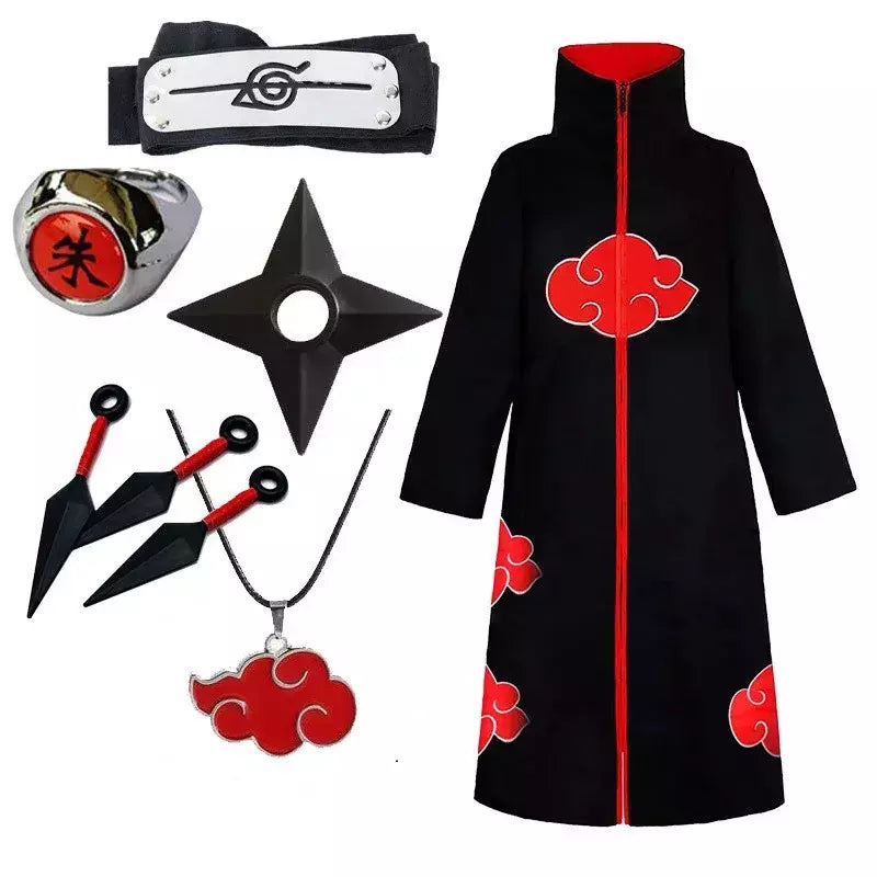 Naruto uchiha itachi cosplay trajes anime longo manto casaco robe trincheira ninja halloween carnaval festa grupo roupas capa presentes