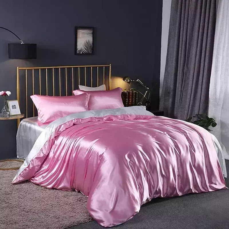 Luxo Satin Bedding Set Capa de edredão com fronha Estilo Europeu King Queen Size Confortável Bed Set Covers Folha de linho