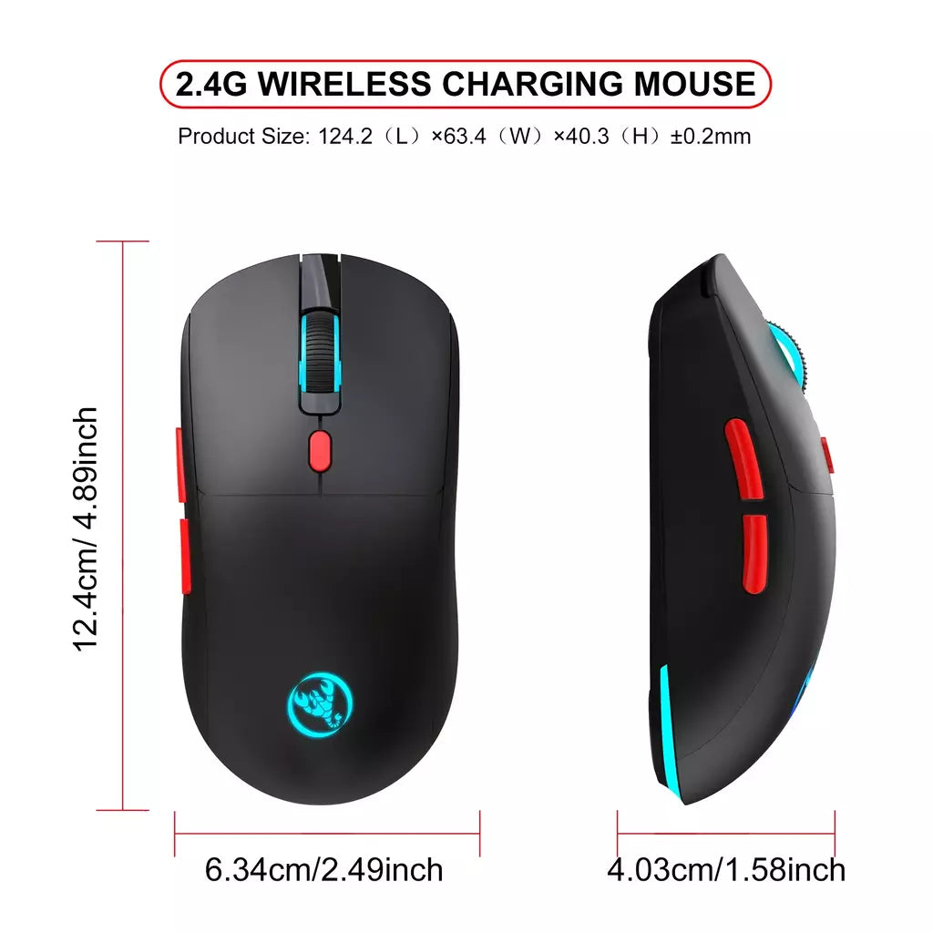 Mouse sem fio recarregável 2.4G USB ajustável 3600dpi 7 cores RGB ratos confortáveis para escritório doméstico laptop computador gamer
