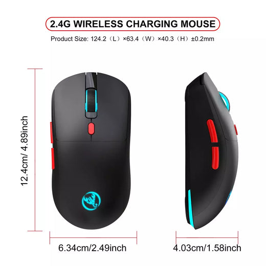 Mouse sem fio recarregável 2.4G USB ajustável 3600dpi 7 cores RGB ratos confortáveis para escritório doméstico laptop computador gamer