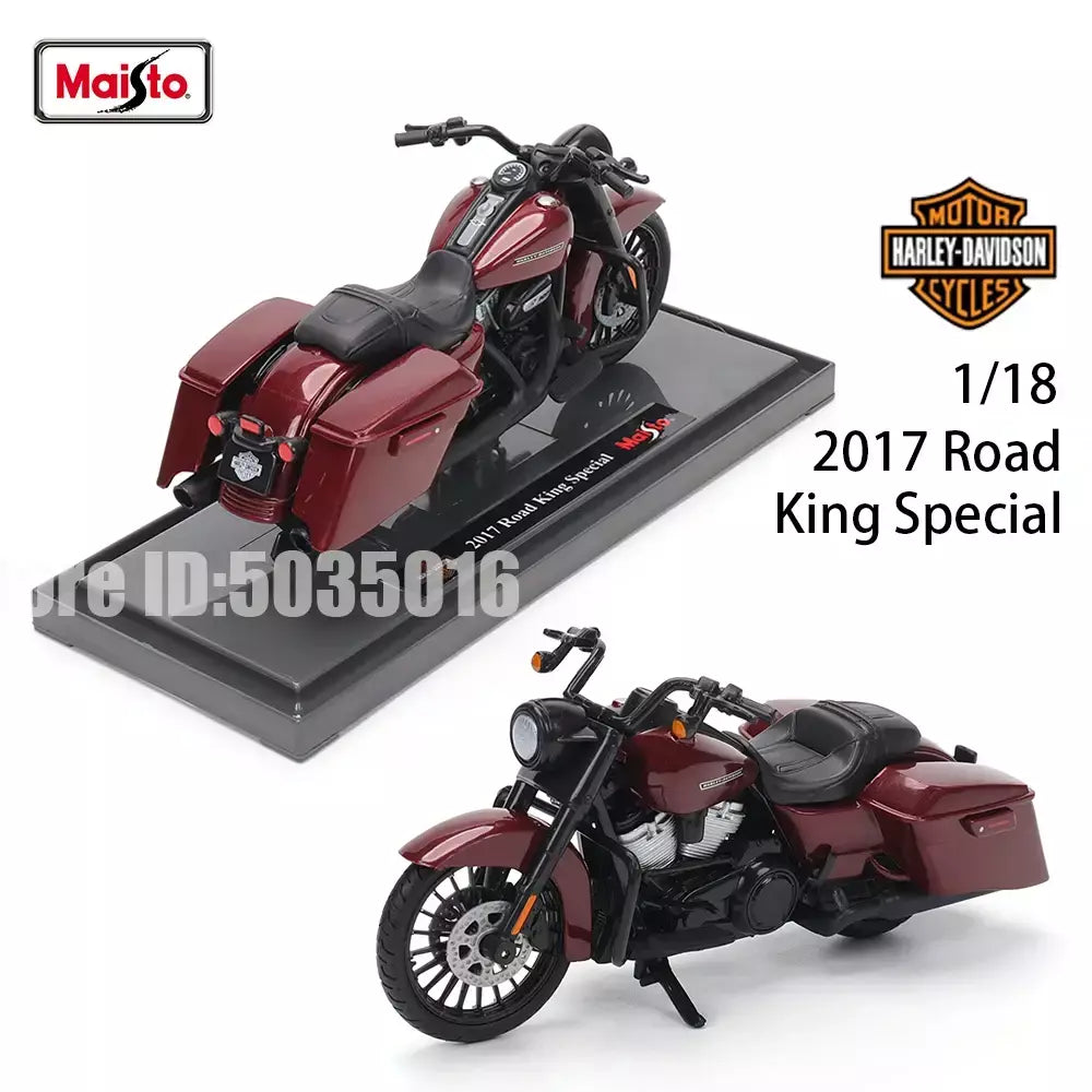 Maisto 1:18 Harley-Davidson Motocicleta 2022 Road King 2022 Fat Bob 114 Liga Modelo de Motocicleta Coleção de Carros de Brinquedo
