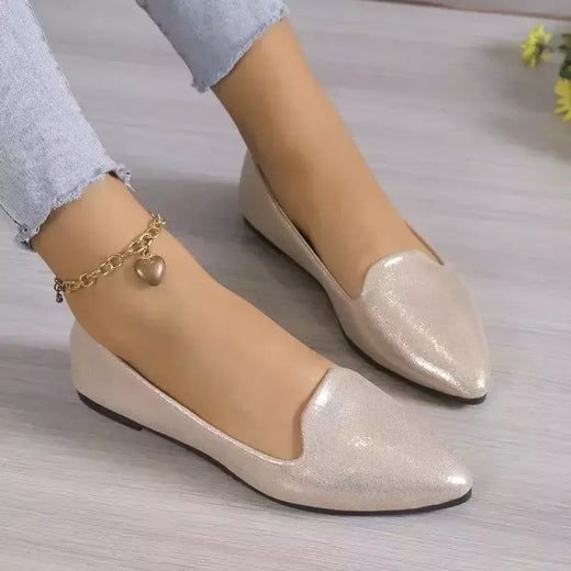 Mocassins deslizantes respiráveis para mulheres, sapatilhas rasas de balé elástico, fundo macio, sapatos de barco com dedo apontado, tamanho grande, 43, moda, 2024