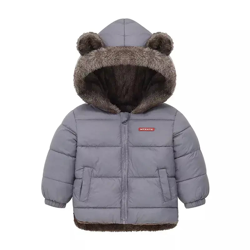 Bebê meninos meninas jaqueta com capuz algodão outerwear crianças grosso casaco de lã cashmere acolchoado jaquetas inverno meninos meninas casacos quentes