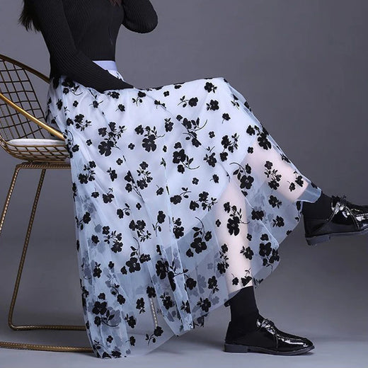 Saia coreana feminina de tule, saia midi solta, elegante feminina casual todas as saias de malha de fósforo, gancho de verão Fashion, nova