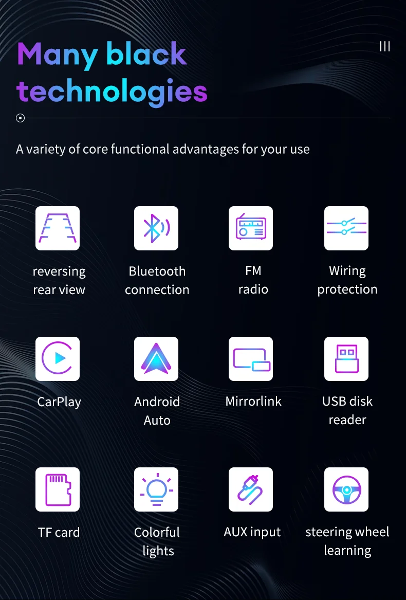 Acodo-Wired Carplay Stereo com Tela Sensível ao Toque, Multimídia Automotiva, Bluetooth, USB, TF, Rádio FM, Autoradio CarMP5 Player, 7in, 2Din