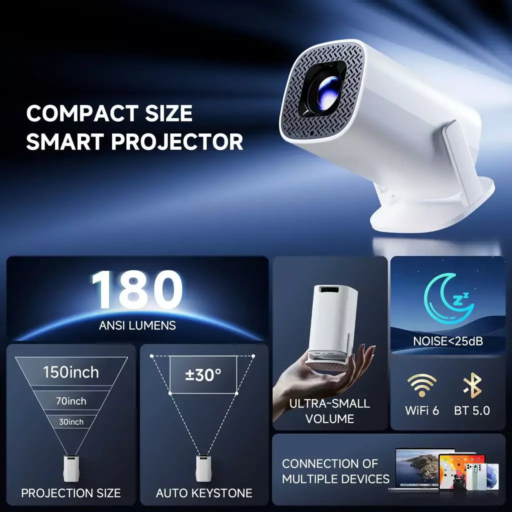 P30 PRO Mini Projetor Inteligente Android 14 WiFi6 BT 5.0 Suporta 4K 1280*720P Vídeo Smart Home Theater Projetor Portátil Ao Ar Livre
