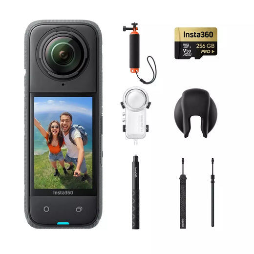Insta360 X4 - Câmera de ação 360 à prova d'água 8K, vídeo grande angular 4K, bastão de selfie invisível, último de 135 minutos, protetores de lente removíveis,