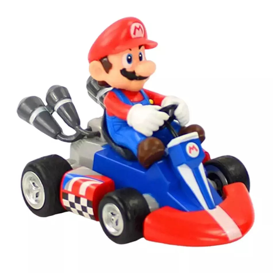 Super mario puxar para trás carro verde yoshi burro kong bowser luigi sapo princesa pêssego figura de ação juguetes anime jogo boneca