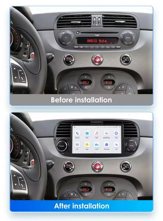 Rádio estéreo para carro, 7 polegadas, android 13, para fiat 500, 2007-2015, reprodutor multimídia, sem fio, carplay e auto, bt, navegação gps, unidade principal