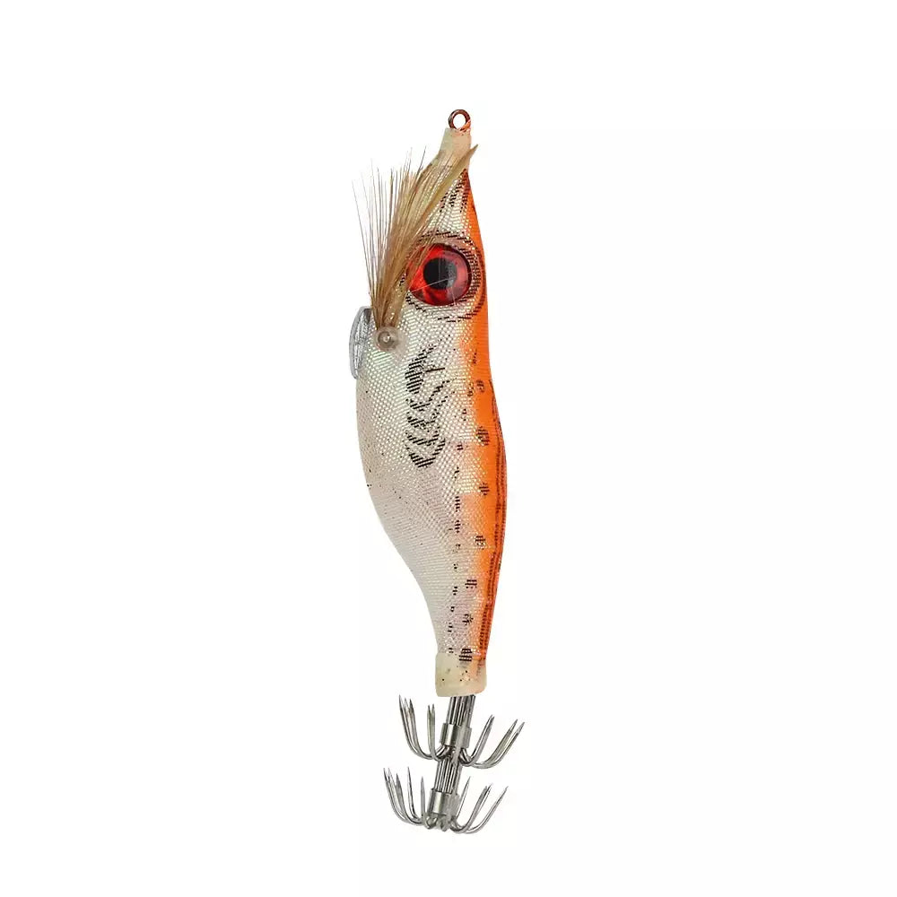 Dndyuju 5 pçs 9g/10cm isca de pesca chumbo chumbada lula gabarito gancho conjunto camarão de madeira artificial polvo choco camarão isca dura