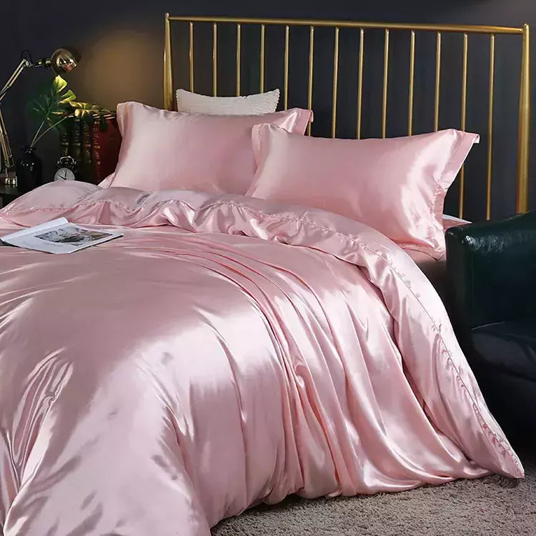 Conjunto De Cama De Luxo Com Capa De Edredão, 100% Seda, Duplo King e Queen Size, Conjuntos De Roupa De Cama, Kit De Capa De Cama, 4PCs