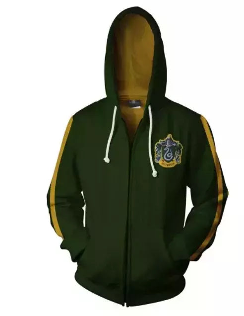 Harried Cosplay College Gryffindor Badge moletom, Camisola com capuz com zíper, Sonserina Hufflepuff Ravenclaw Top, Novo