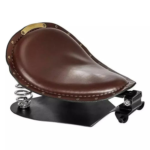 1 conjunto de assento solo de couro retrô para motocicleta + suporte de mola de 3 "para harley chopper sportster personalizado para bobber, honda e yamaha