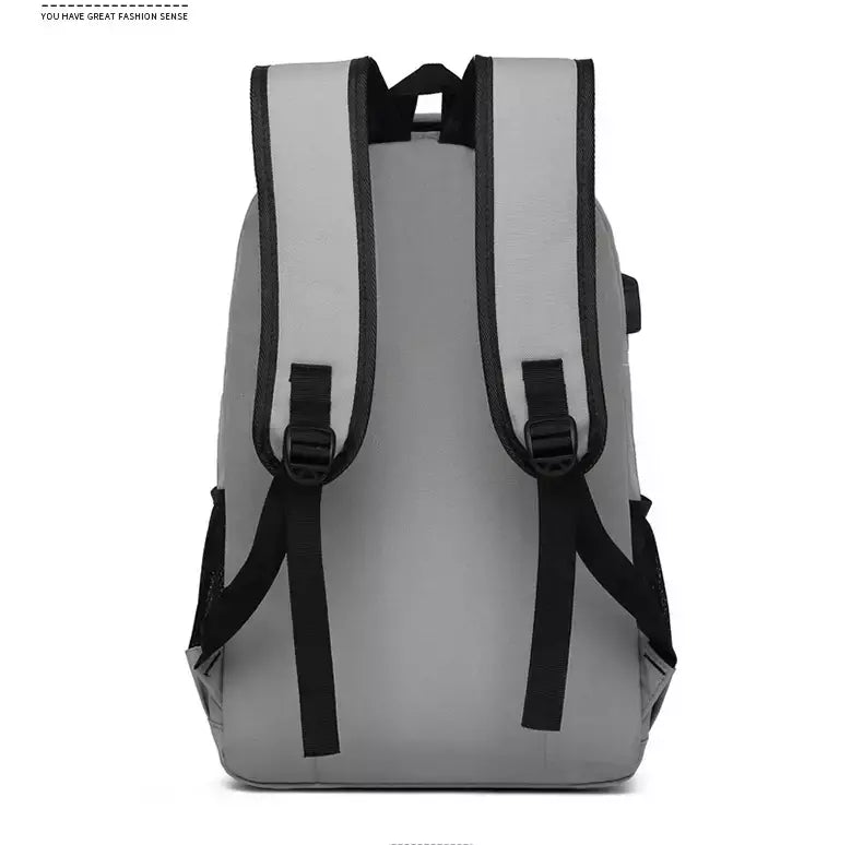 Mochila de carregamento USB impermeável para homens, sacos traseiros do escritório do negócio, mochila para laptop casual, mochilas escolares masculinas, 15,6";;VERDADEIRO;;"CINZA