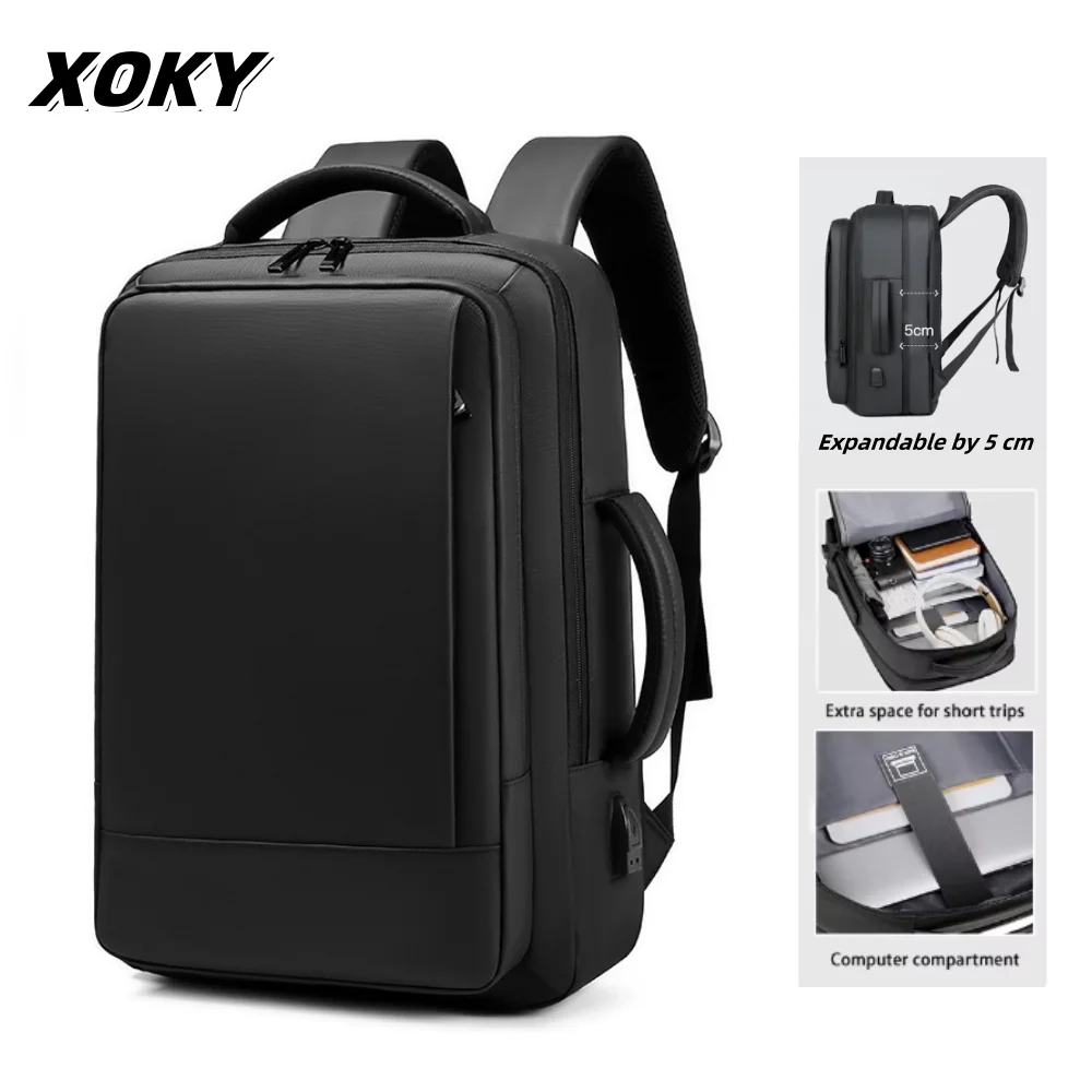 Xoky saco de negócios mochila viagem à prova dwaterproof água clássico mochila carregamento usb moda masculina atacado logotipo personalizado 2051