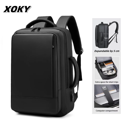Xoky saco de negócios mochila viagem à prova dwaterproof água clássico mochila carregamento usb moda masculina atacado logotipo personalizado 2051