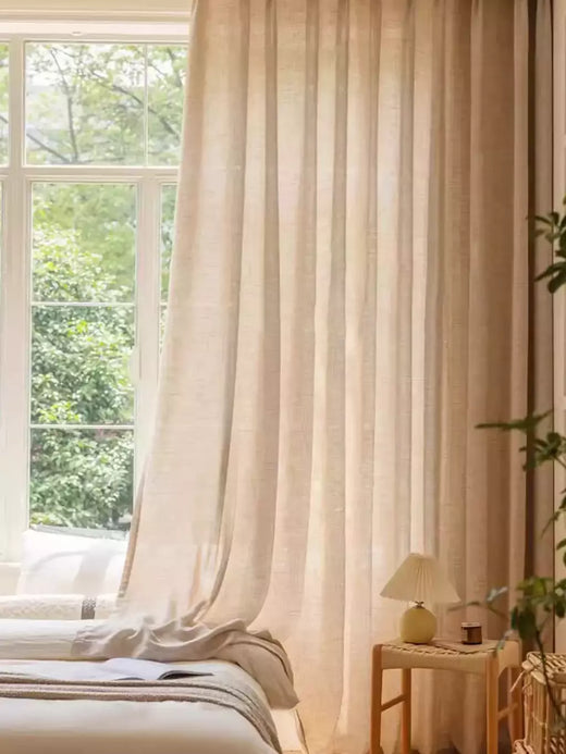 Cortinas semi-sheer para porta de casa e vida, semi-sheer, fazenda, barato, pronto feito, japonês, estilo coreano, atacado