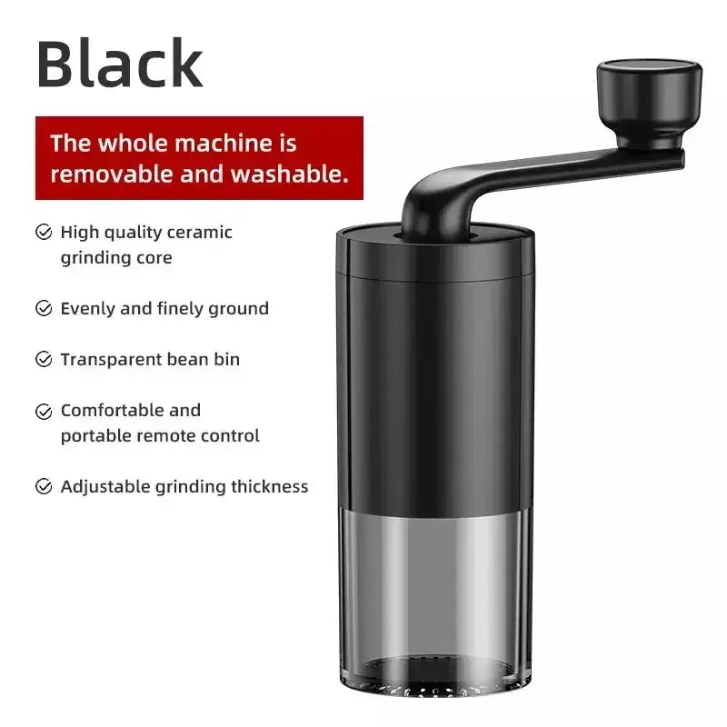 Moedor de café manual portátil, máquina manivela, moedor de feijão ajustável, viagem ao ar livre em casa, pequeno