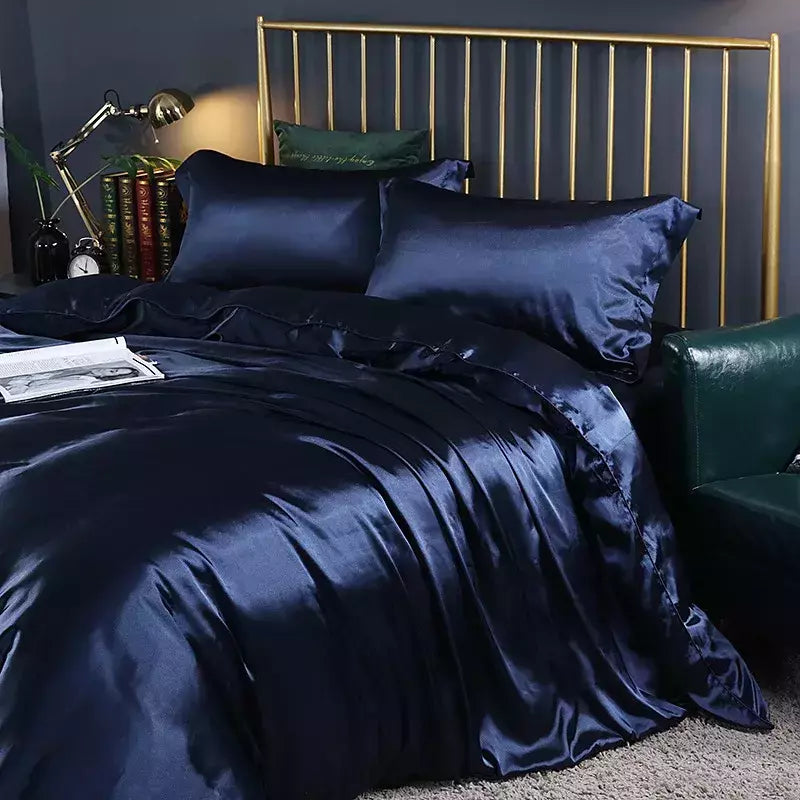 Conjunto De Cama De Luxo Com Capa De Edredão, 100% Seda, Duplo King e Queen Size, Conjuntos De Roupa De Cama, Kit De Capa De Cama, 4PCs