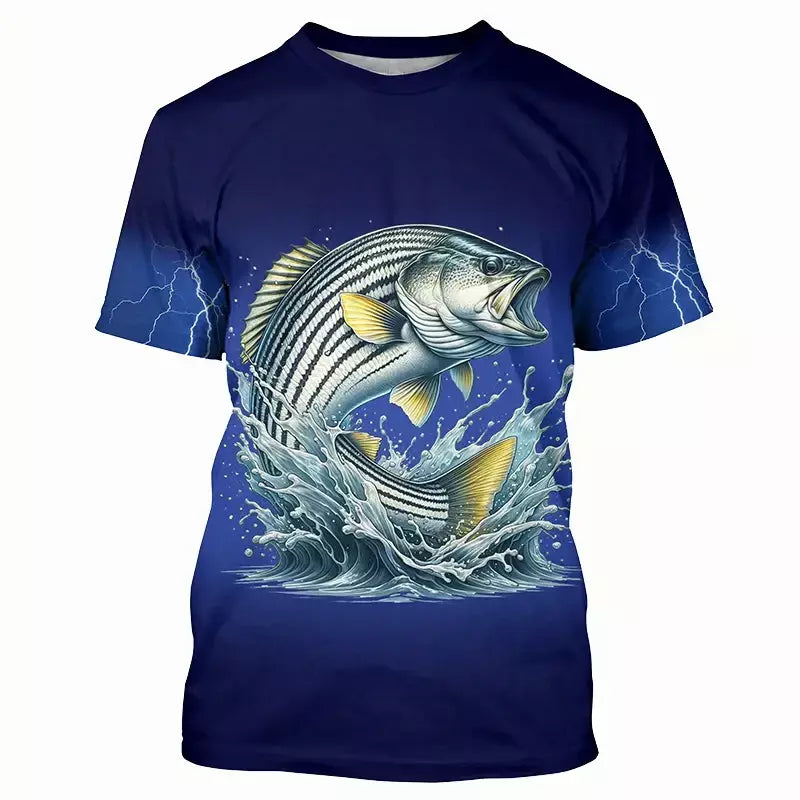 Bass atum pesca azul camuflagem manga curta camisa forrada de pesca de secagem rápida absorvente de suor confortável coágulo de pesca esportiva