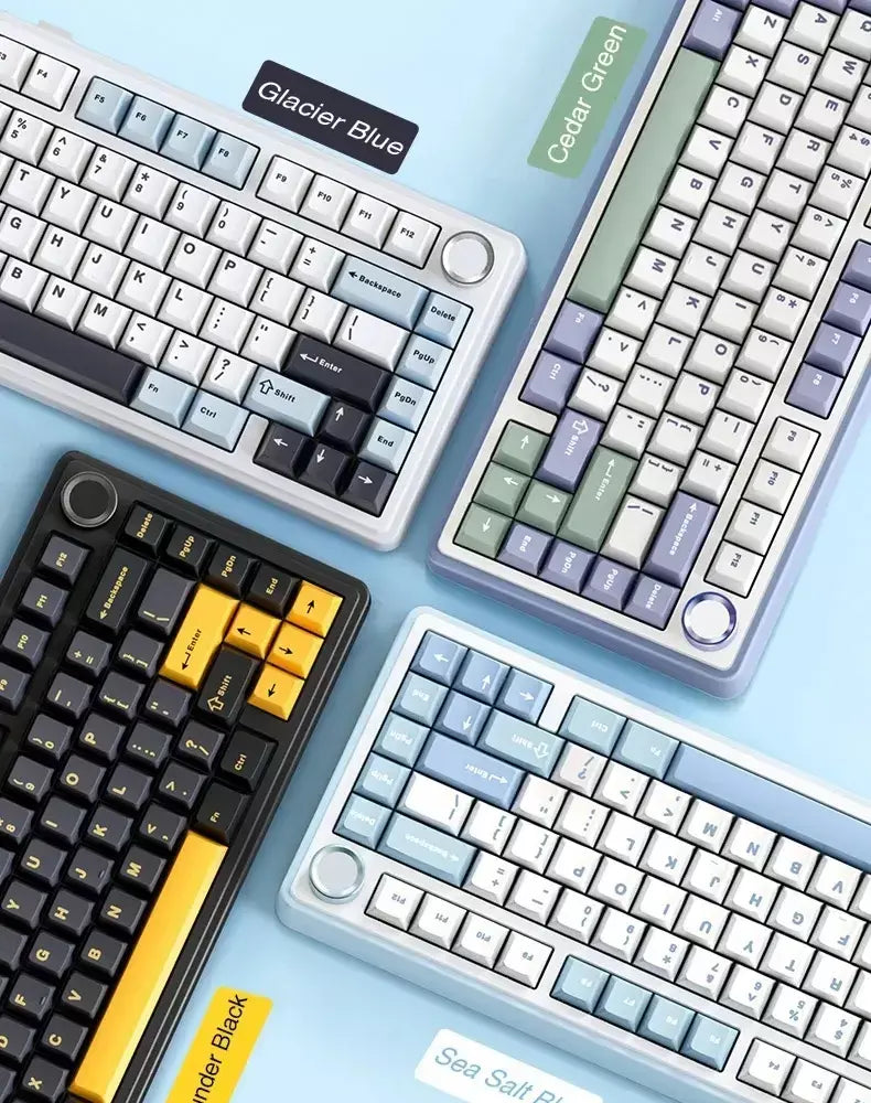 AULA-F75 Teclado mecânico sem fio Gaming, Bluetooth, Com fio, RGB personalizado, 75% Layout Profile, Estrutura Junta, 2.4G