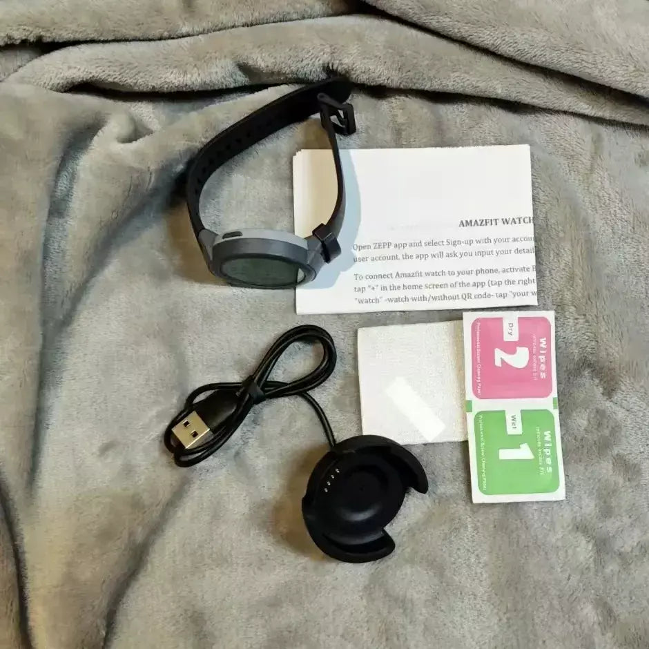 Amazfit-Relógio Inteligente Verge Lite, Versão Global, Tela AMOLED, GPS, IP68 Impermeável, Instrução 24 Horas, 98New No Original box